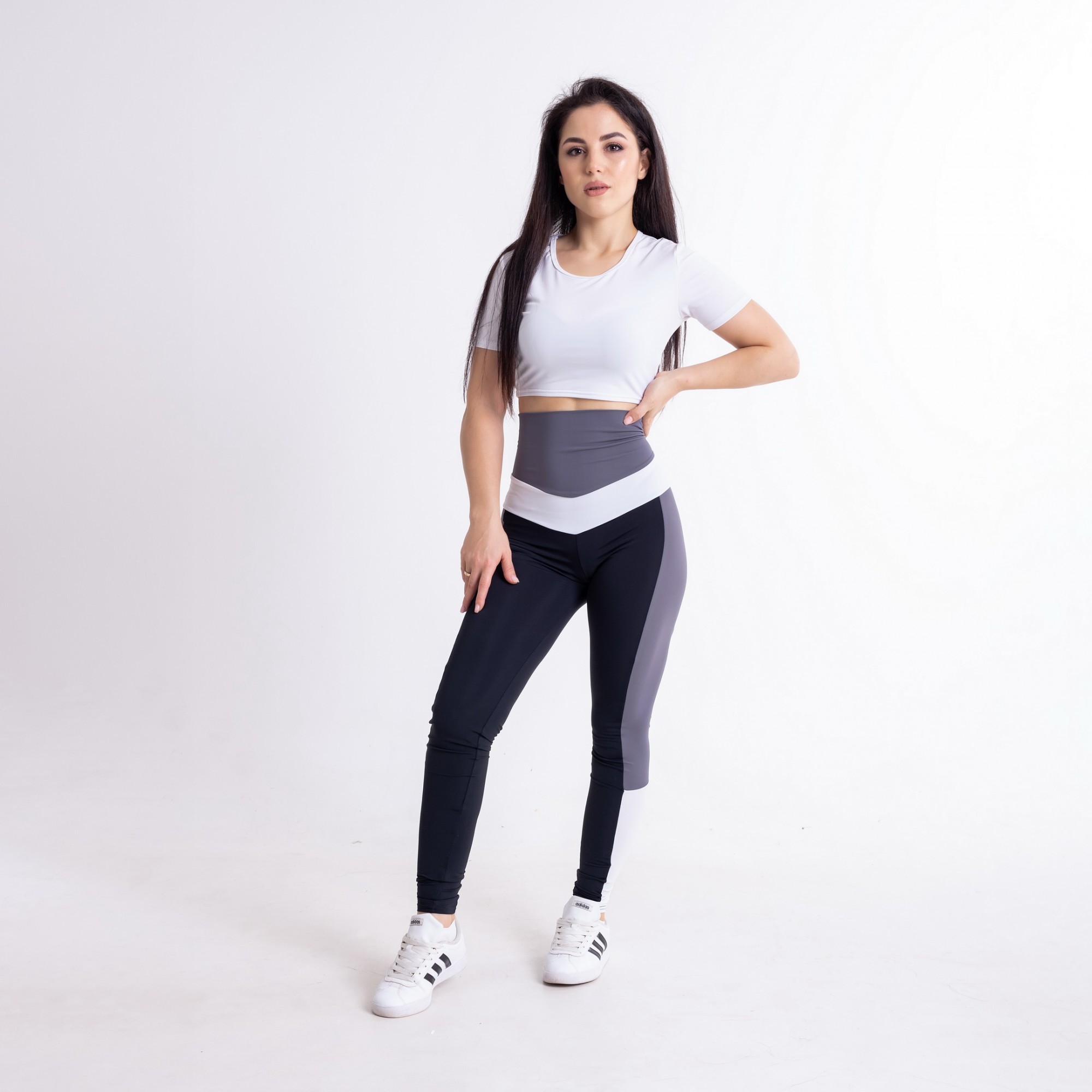 

Спортивный женский костюм (Футболка леггинсы) gray с высоким поясом FitU XS Разноцветный