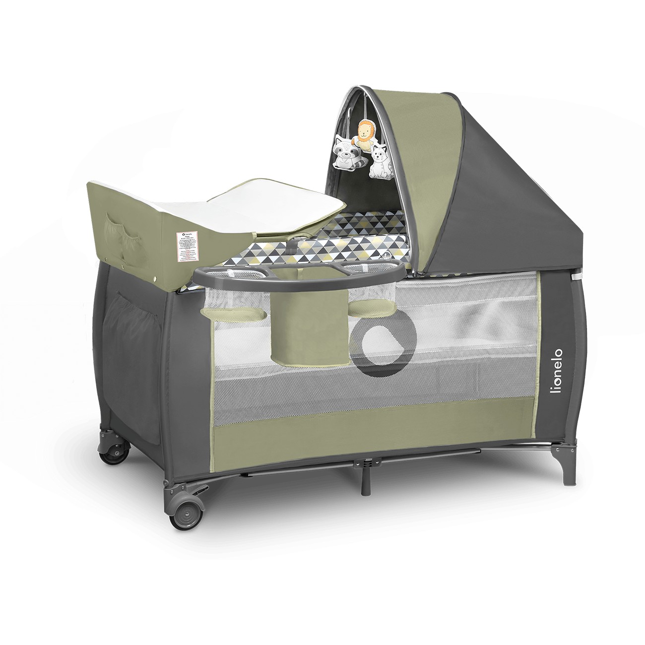 

Манеж-кроватка SVEN PLUS GREEN OLIVE Lionelo 125х65х77 см (det0004425)