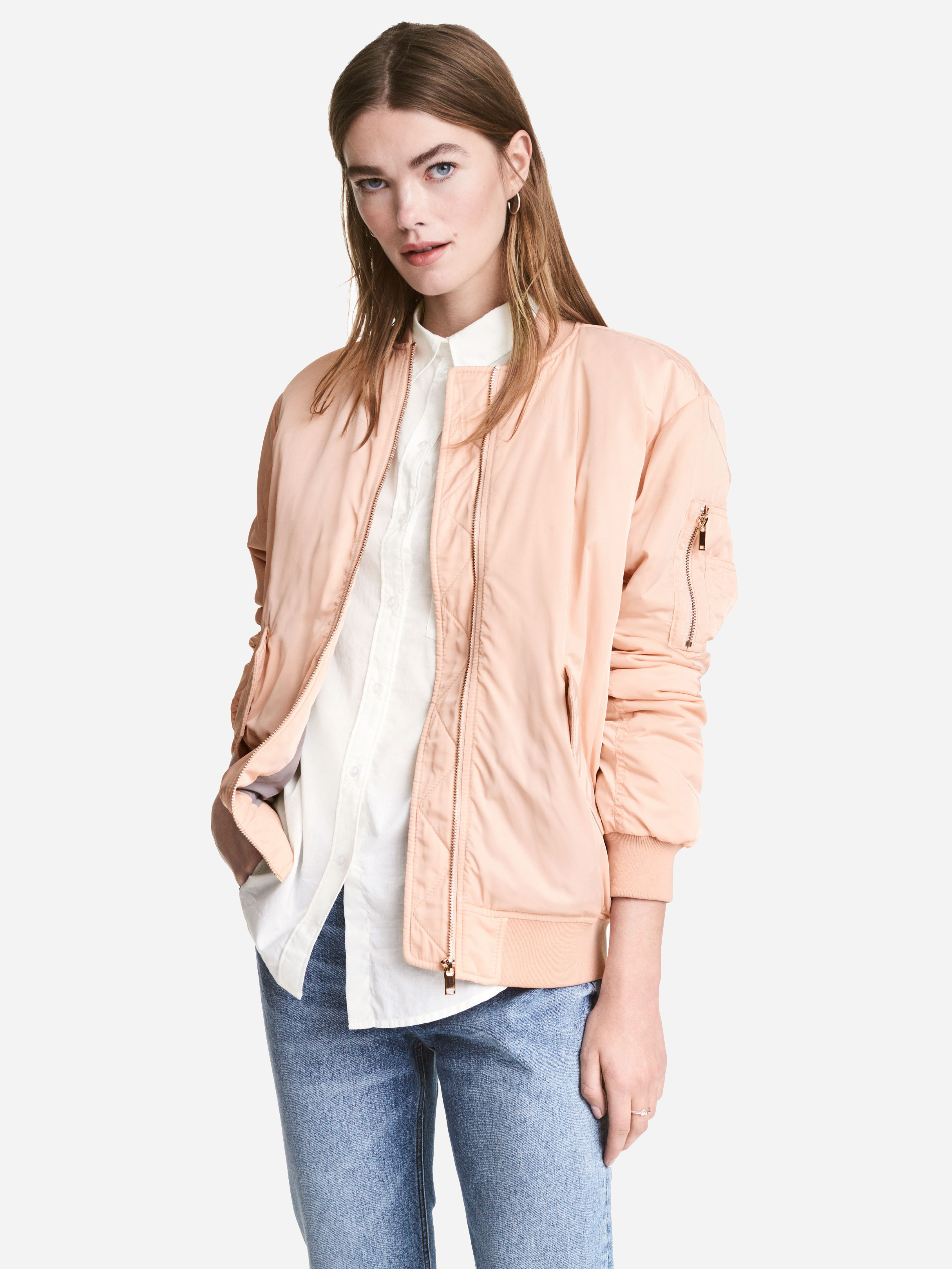 

Бомбер H&M 4279515-ACUH 46 Бледно-розовый