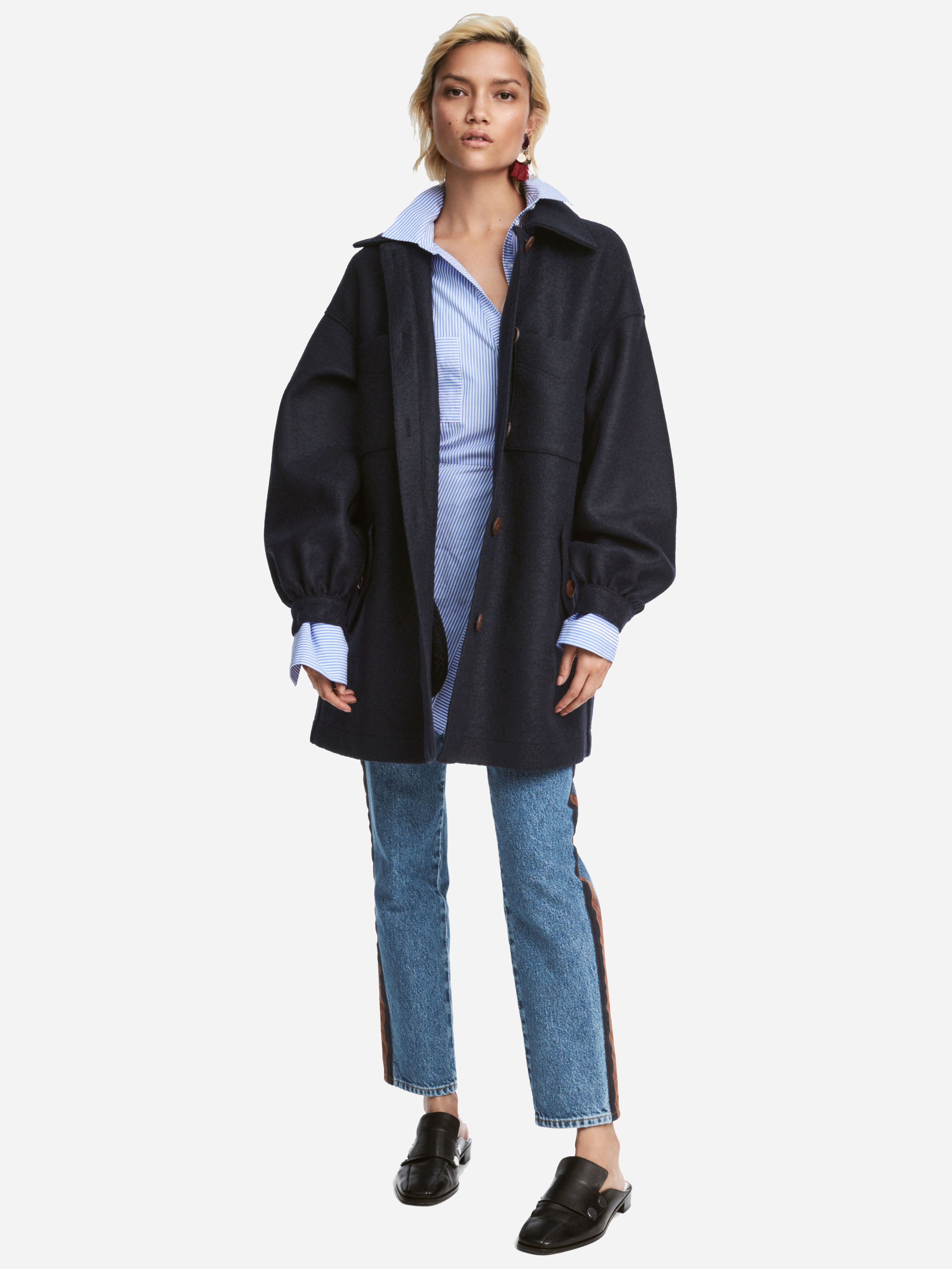 

Пальто H&M 5472296-AAQJ 38 Темно-синее