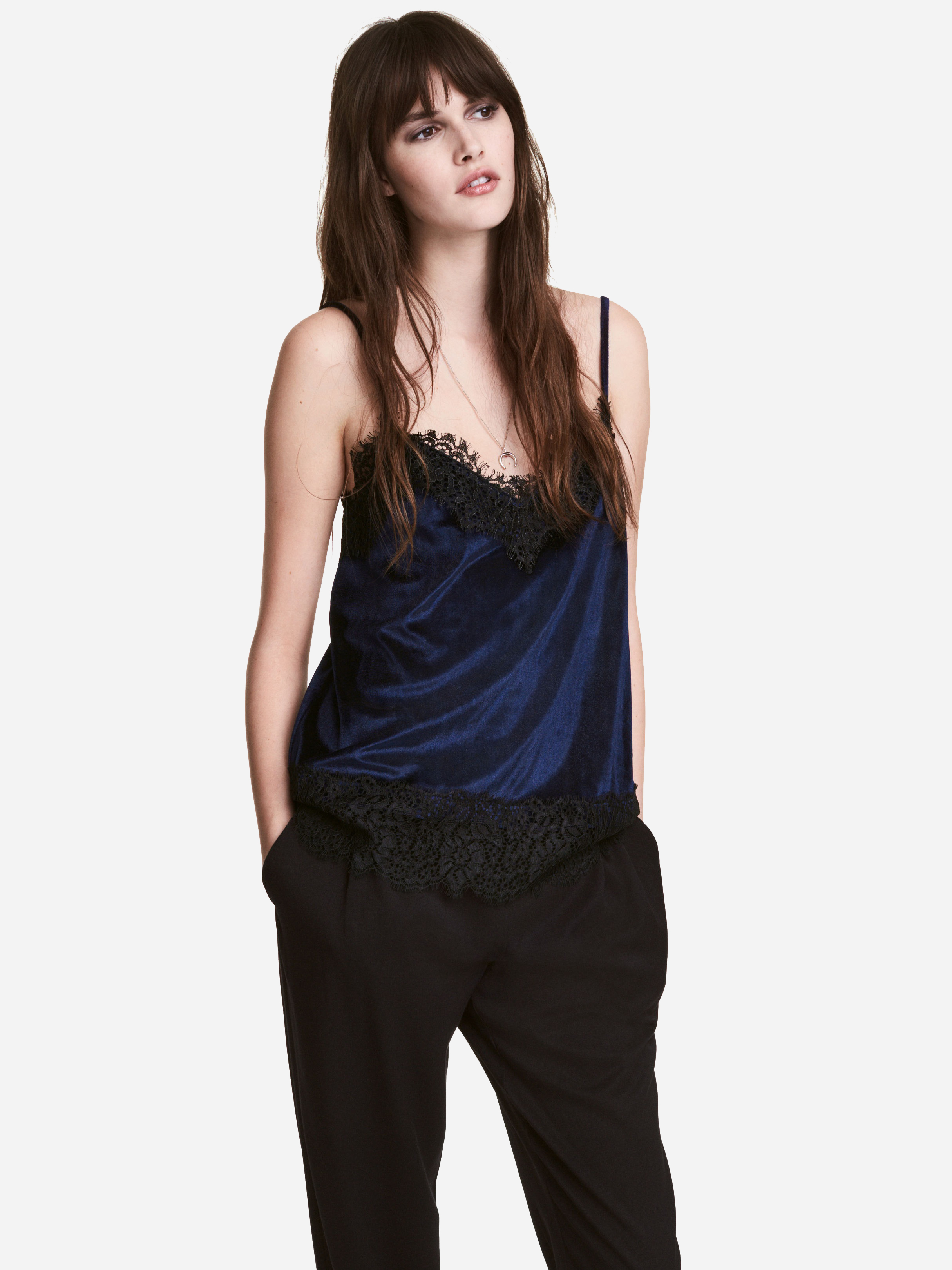 

Топ H&M 4854225-LZZZ M Темно-синий с черным