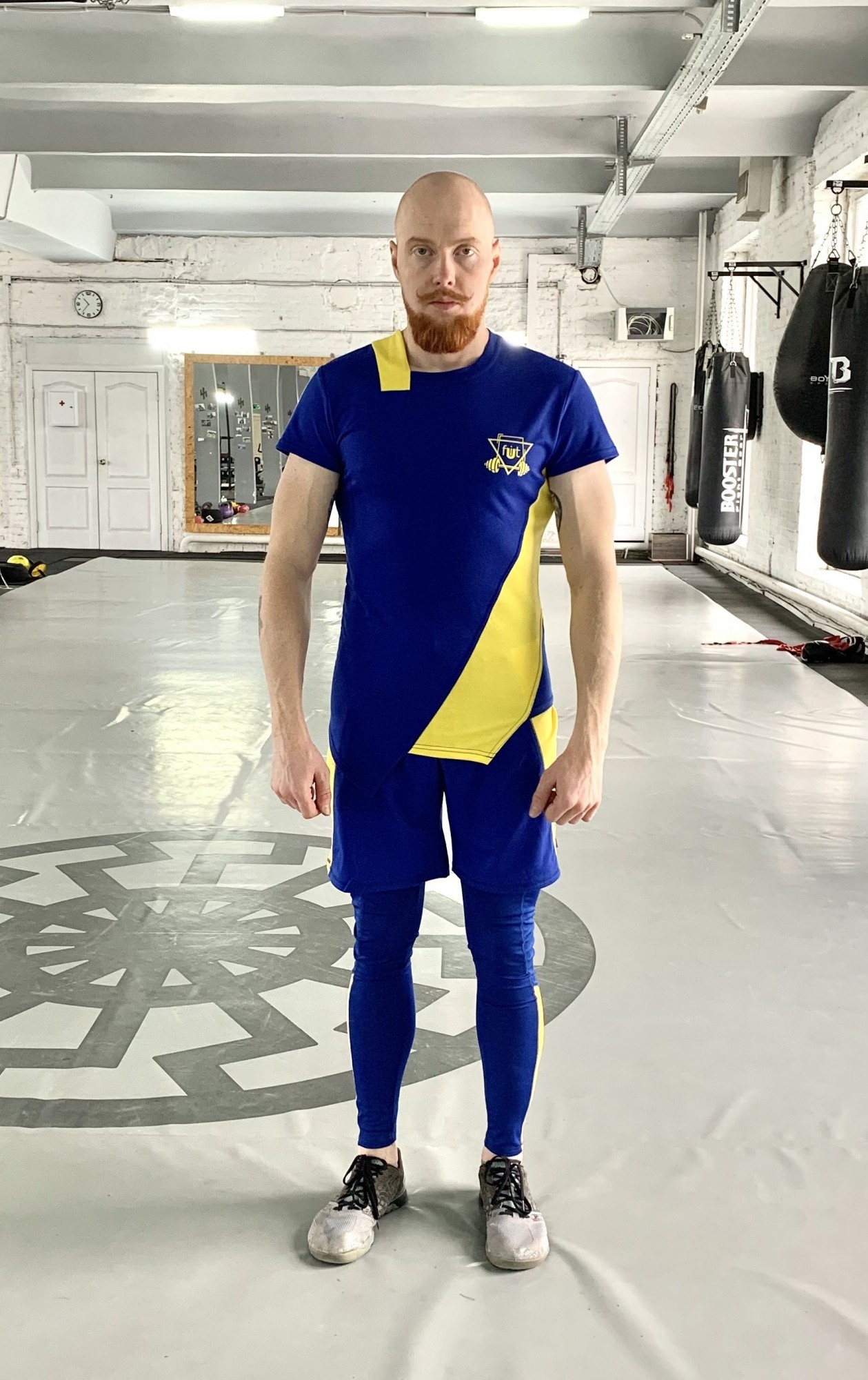 

Спортивный мужской набор (Футболка тайтсы шорты) Grade UA 3 0 FitU L Синий