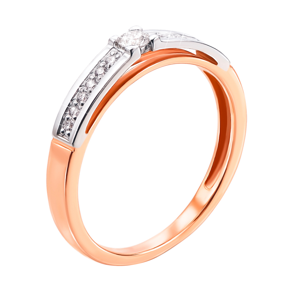 

Кольцо в красном и белом золоте с бриллиантами 000104567 15.5 размера