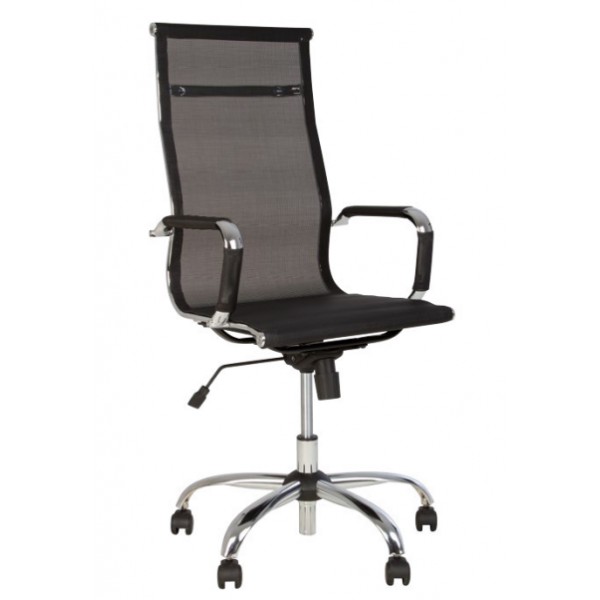 

Кресло офисное для кабинета SLIM HB NET Tilt CHR68 с механизмом Tilt, хромированная база, высокая спинка, дышащая сетка, обивка сетка Новый стиль цвет Черный