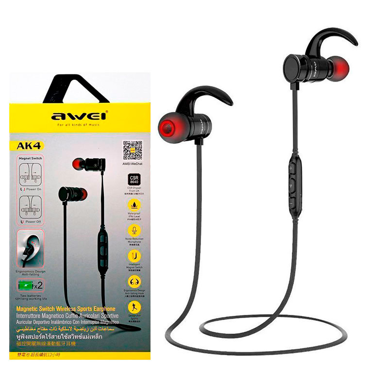 

Bluetooth наушники с микрофоном AWEI AK4 черные