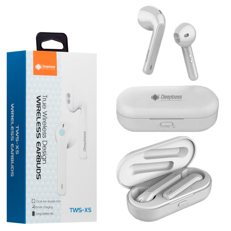 

Bluetooth наушники с микрофоном DeepBass TWS-X5 белые