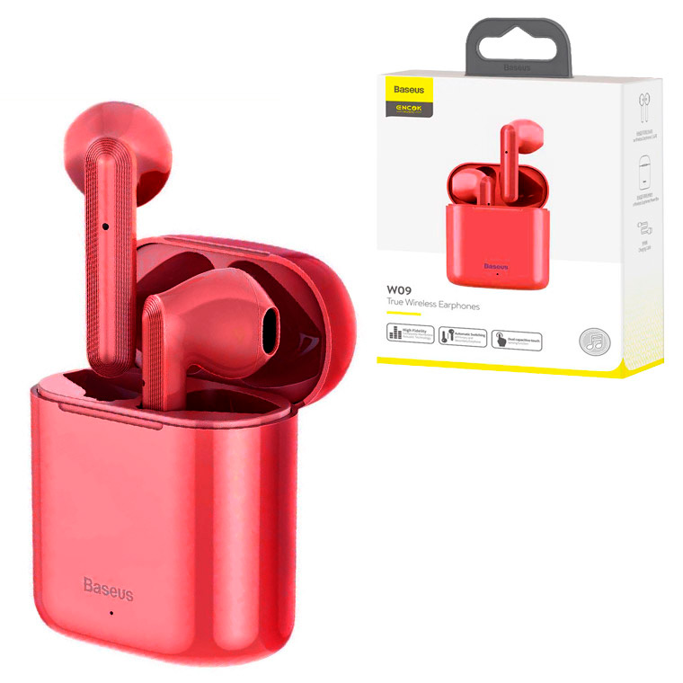

Bluetooth наушники с микрофоном Baseus Encok NGW09 TWS красные