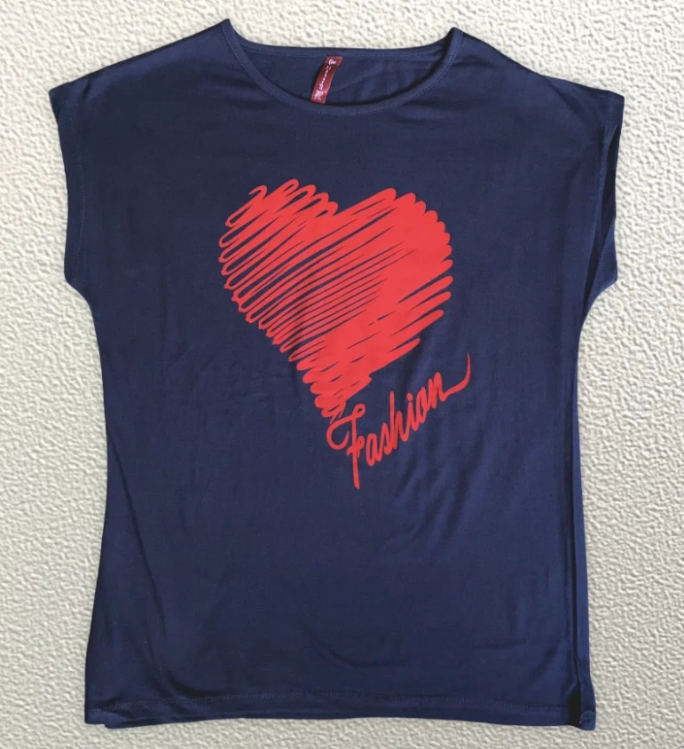 

Жіноча Футболка HAZARD Серце синя Батал 21228 (3XL (54))