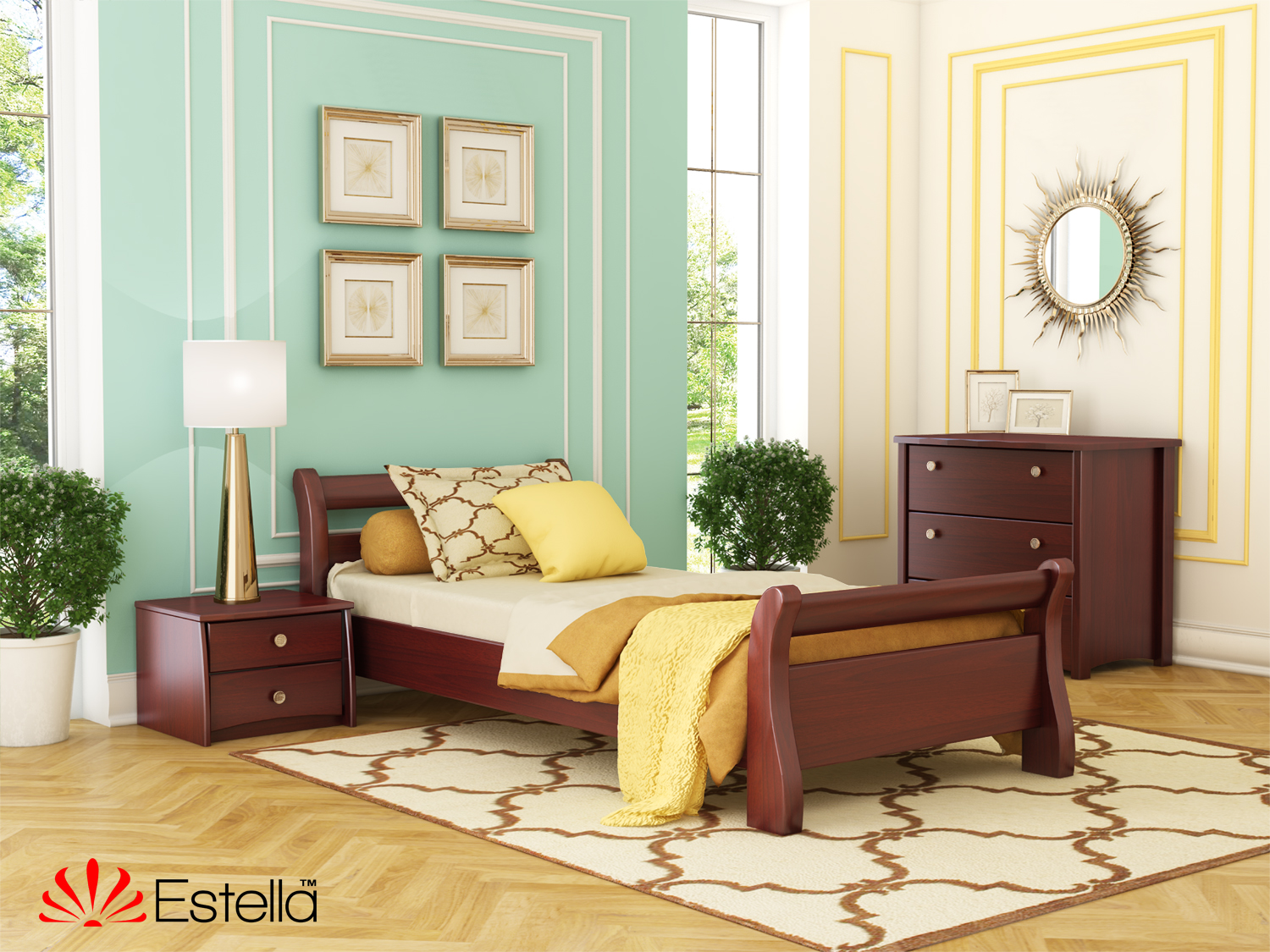 

Кровать односпальная 90х200 деревянная Estella Диана Венге (Массив-106) Л4