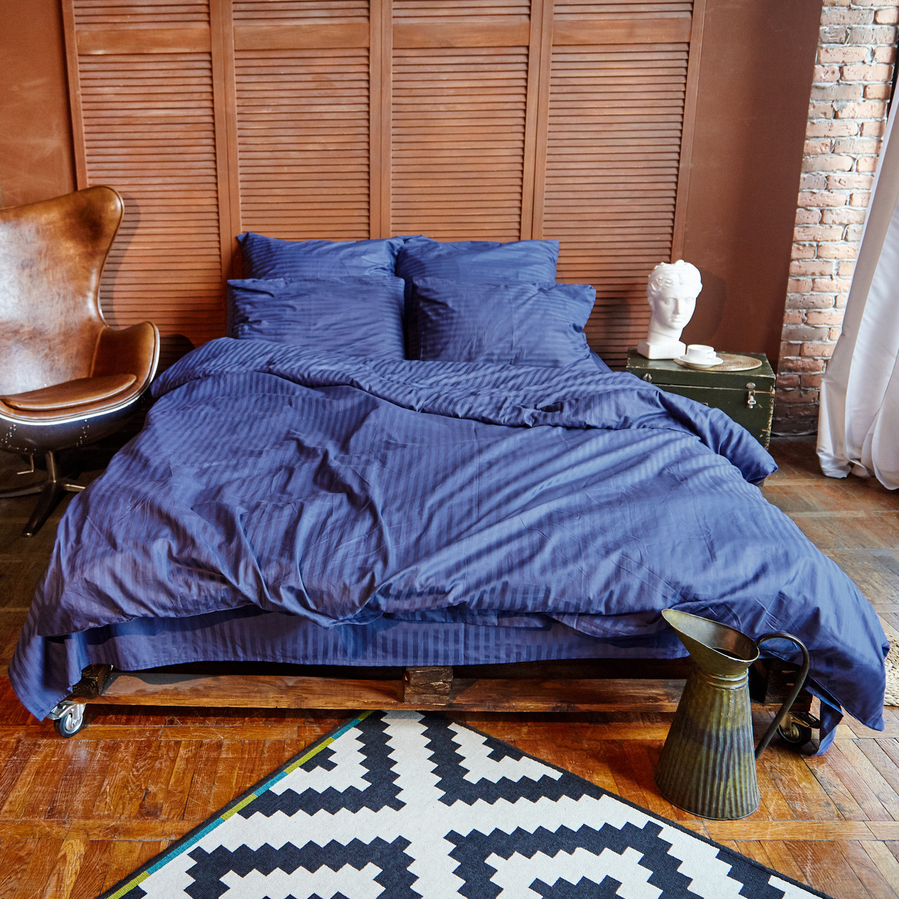 

Комплект взрослого постельного белья Нави Страйп ТМ DS Home Line H06P Полуторный