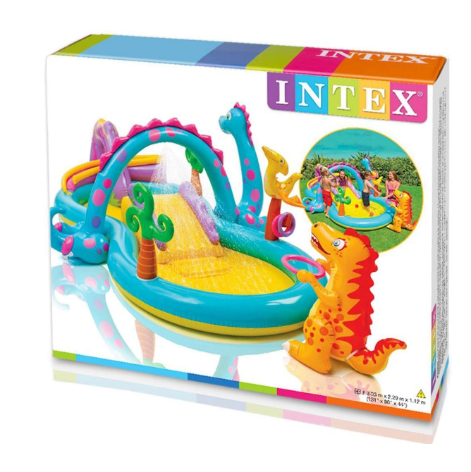 

Детский надувной бассейн с горкой Intex Dinolend 57135