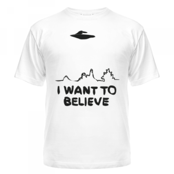 

Футболка мужская хлопок Sprintom с принтом (I want to believe НЛО) L, белая