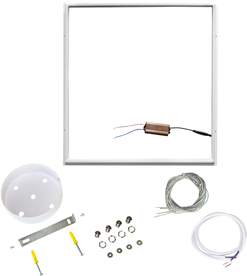 

Светодиодная панель EVROLIGHT PANEL-ART-50 50W 6400K) + Подвес для PANEL-ART (4 троса 1 м, фурнитура) (57132)