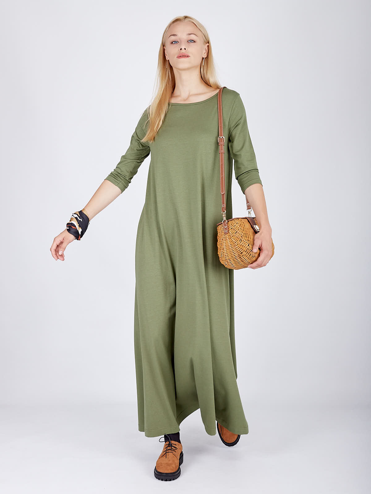 

Платье Fromus макси модал 3/4 рукав XL(48) Оливковый 2462-36