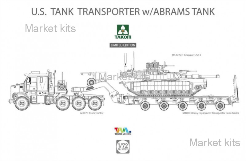 

Американский тягач M1070 & M1000 70 тонн с танком Abrams 1:72 Takom (TAKOM5002X)