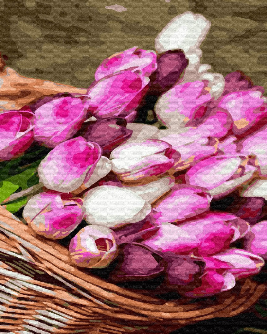 

Картина по номерам BrushMe GX34797 40*50 cм Корзина тюльпанов