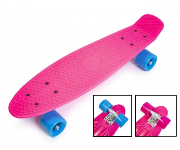 

Пенниборд 22 (Penny Board), Малиновый с голубыми колесами