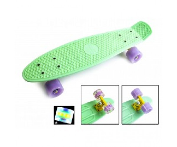 

Пенниборд (Penny Board Light) 22, Мятный с лиловыми светящимися колесами