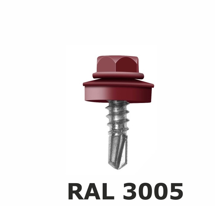 

Саморез кровельный 4,8х19 по металлу RAL 3005, 1000 шт, FAST FIX (77774)