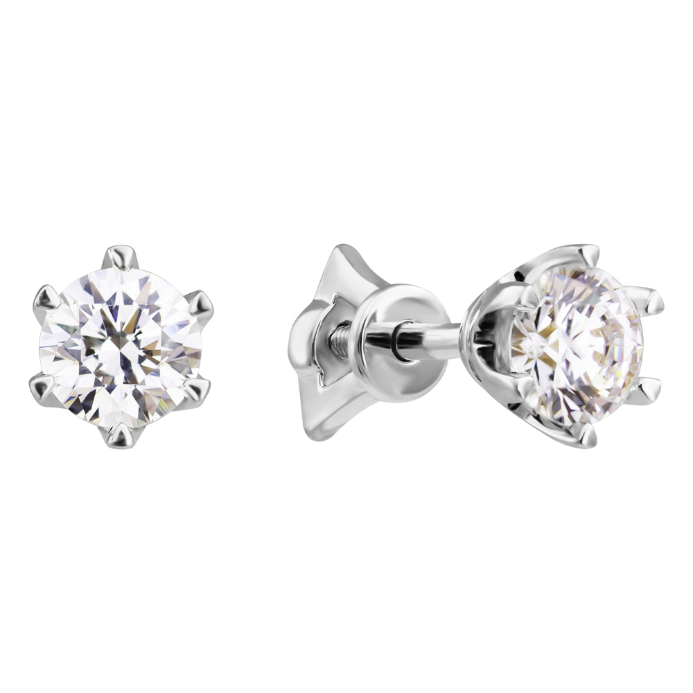

Серьги-пуссеты из белого золота с цирконием Swarovski 000037098