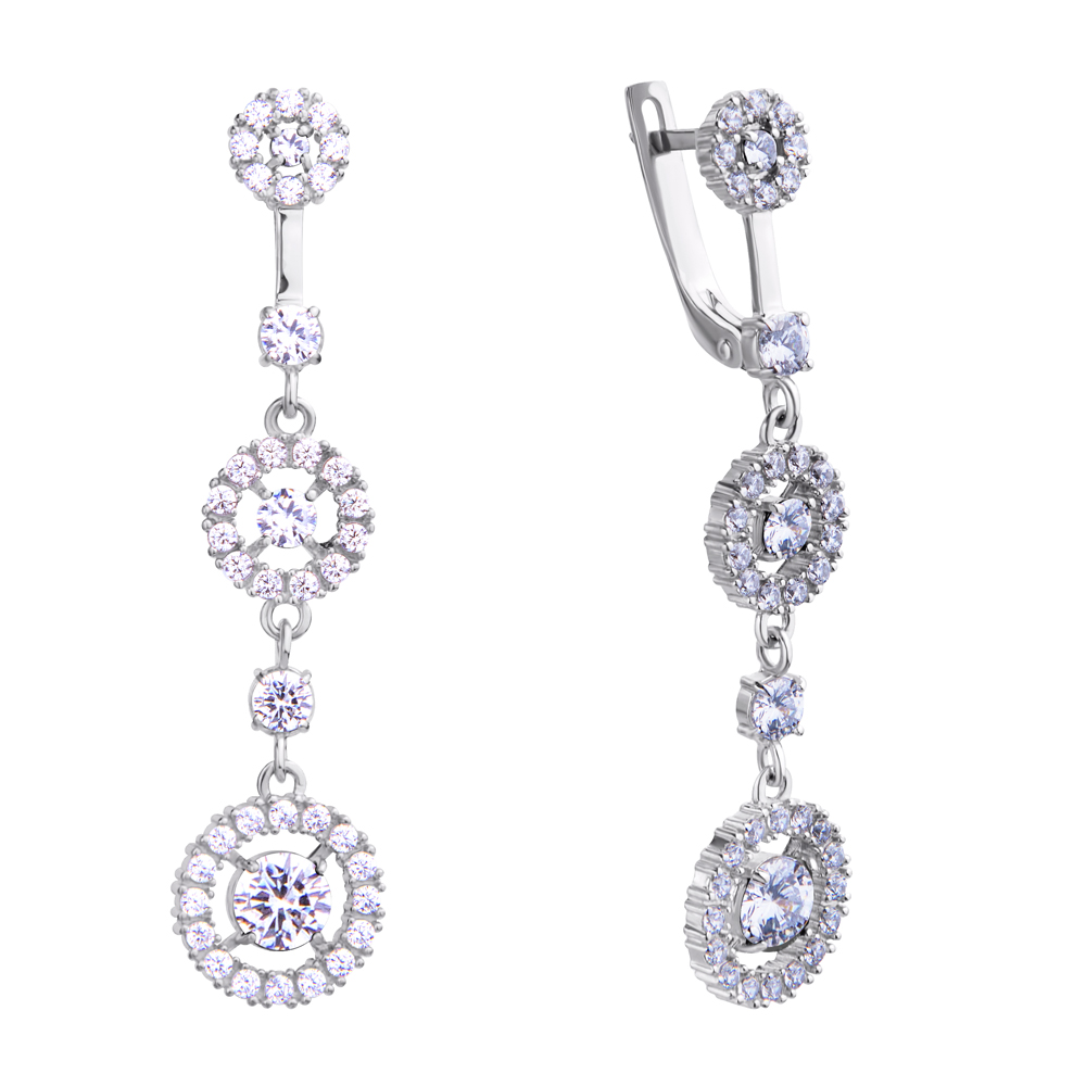 

Серебряные серьги-подвески с фианитами 000113332