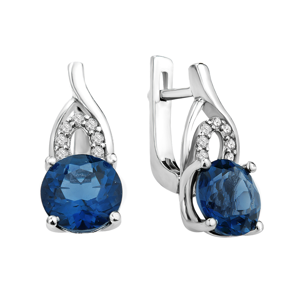 

Серебряные серьги с кварцем London blue и фианитами 000114209