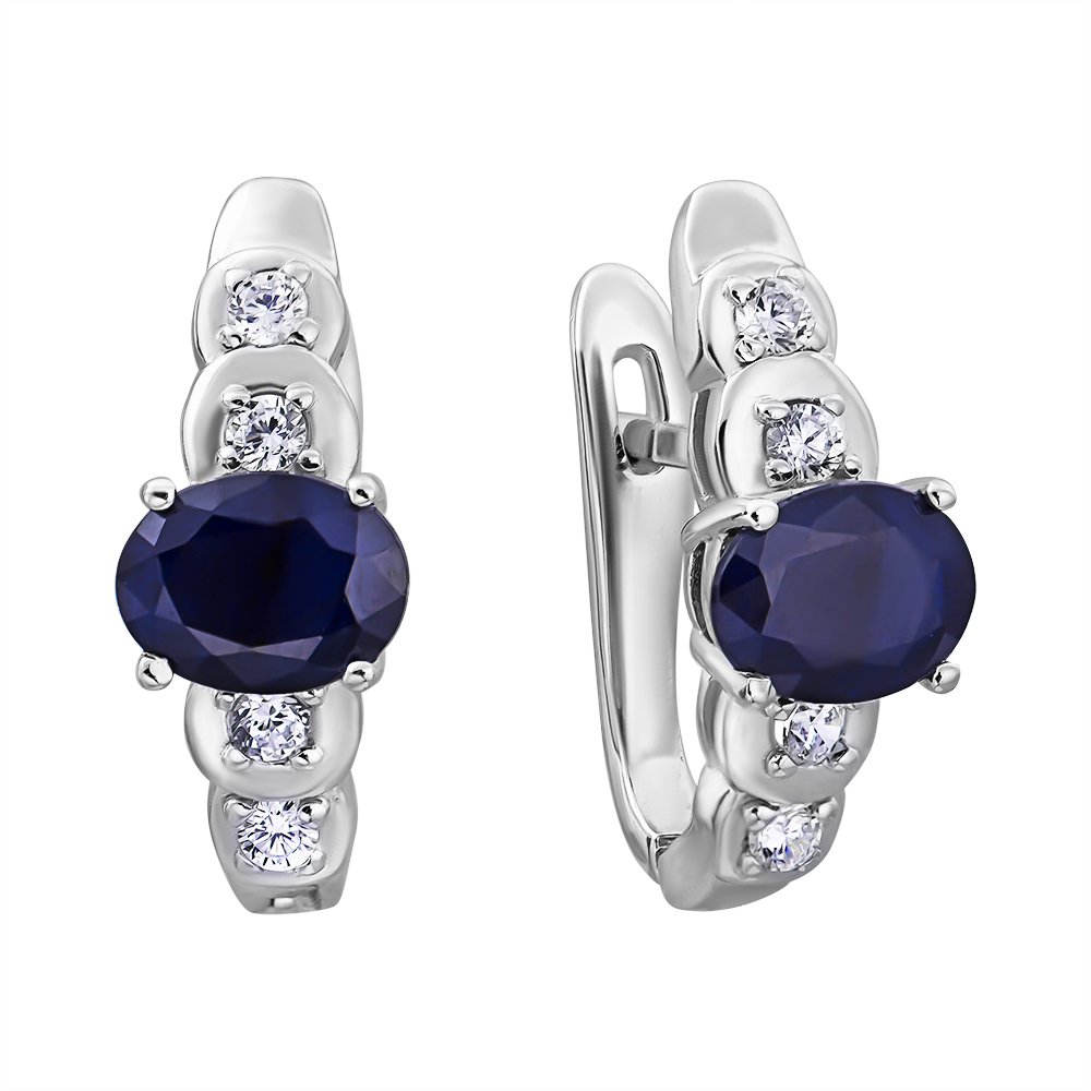 

Серебряные серьги с сапфирами и фианитами 000132488