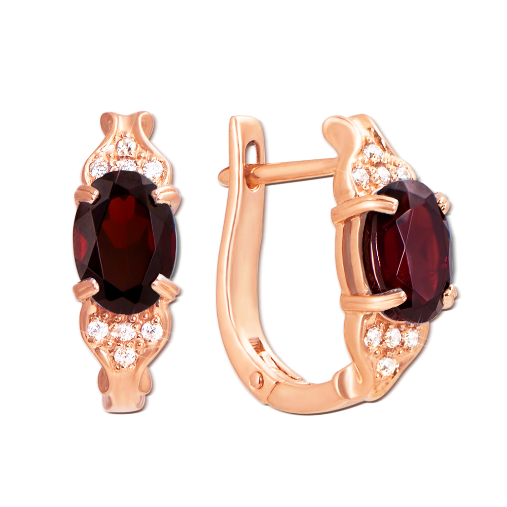 

Серьги из красного золота с гранатами и фианитами 000136152