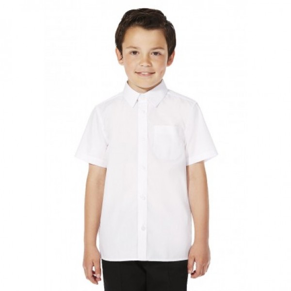 

Белая рубашка George, покрой Slim Fit, с коротким рукавом, для мальчика, Размер 140/146