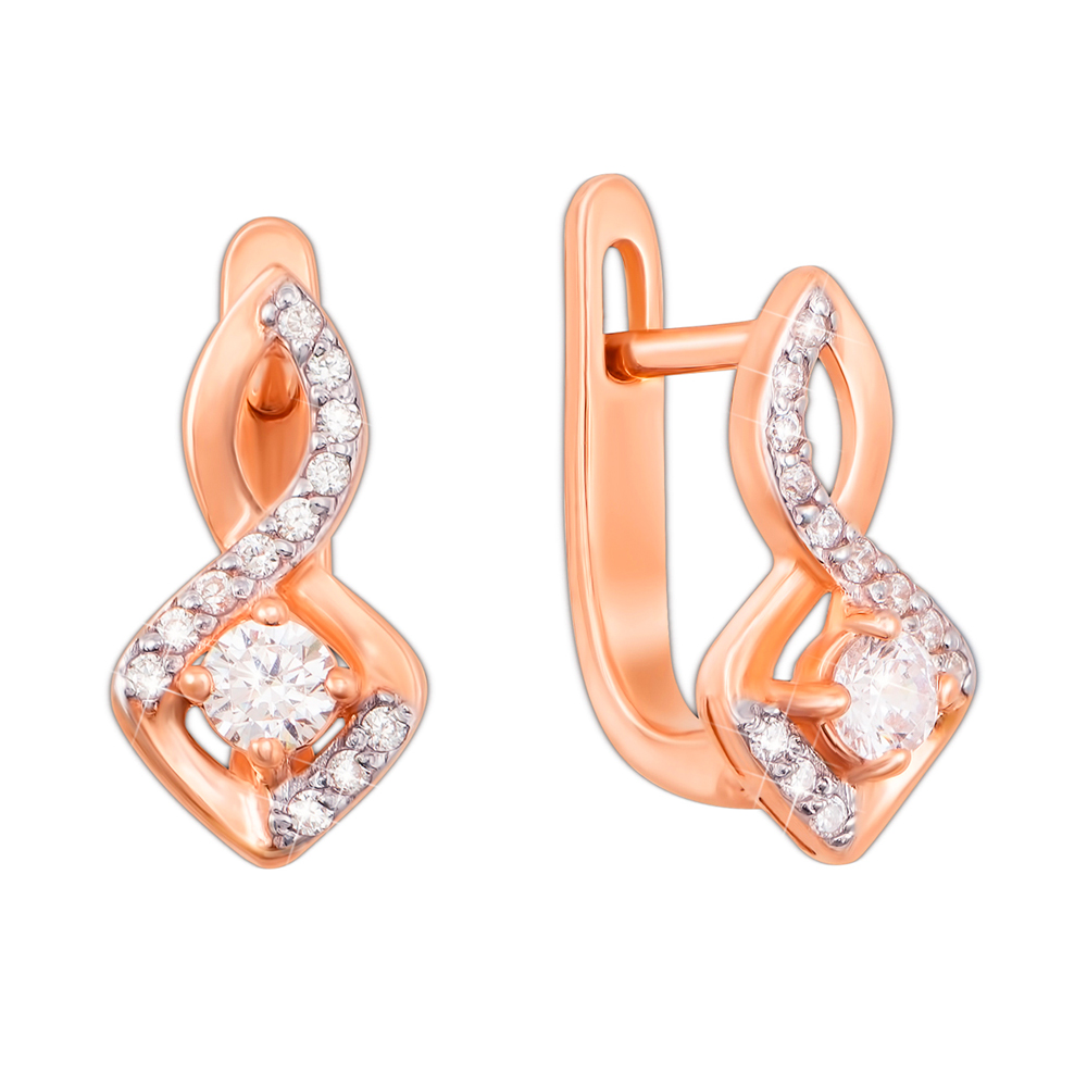 

Серьги из красного золота с фианитами 000106142