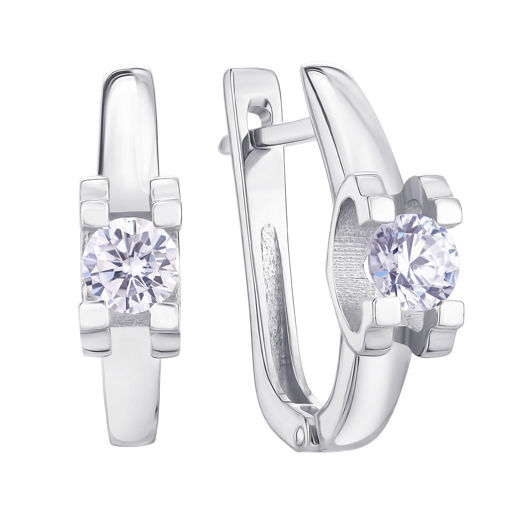 

Серьги из белого золота с фианитом Swarovski 000145620