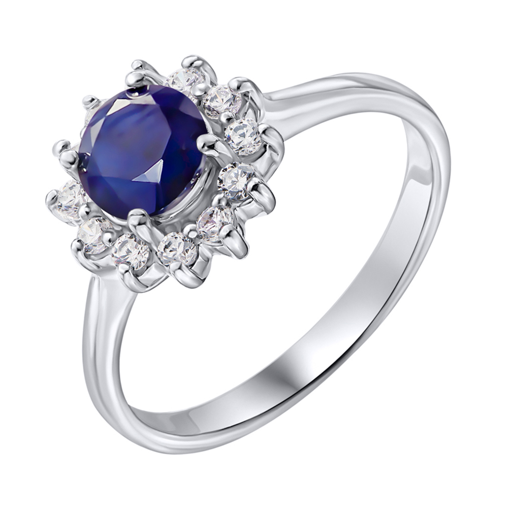 

Серебряное кольцо с сапфиром и цирконием 000137291 16.5 размера