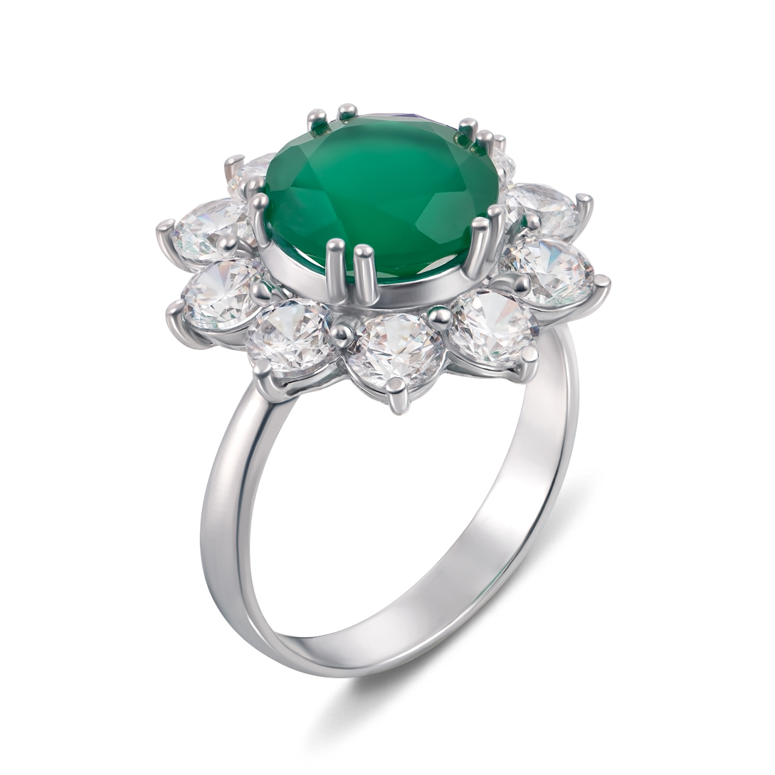

Серебряное кольцо с агатом и фианитами 000134694 17.5 размера