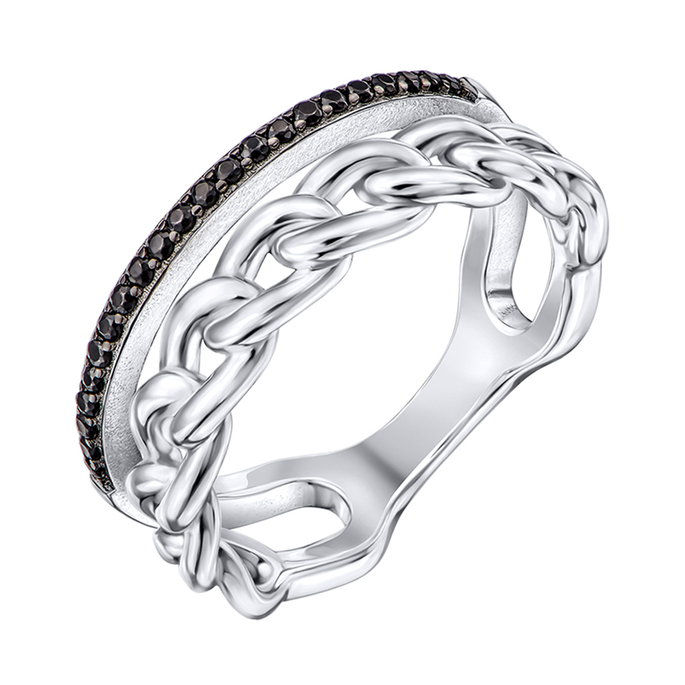

Серебряное кольцо с черными фианитами 000133958 17.5 размера