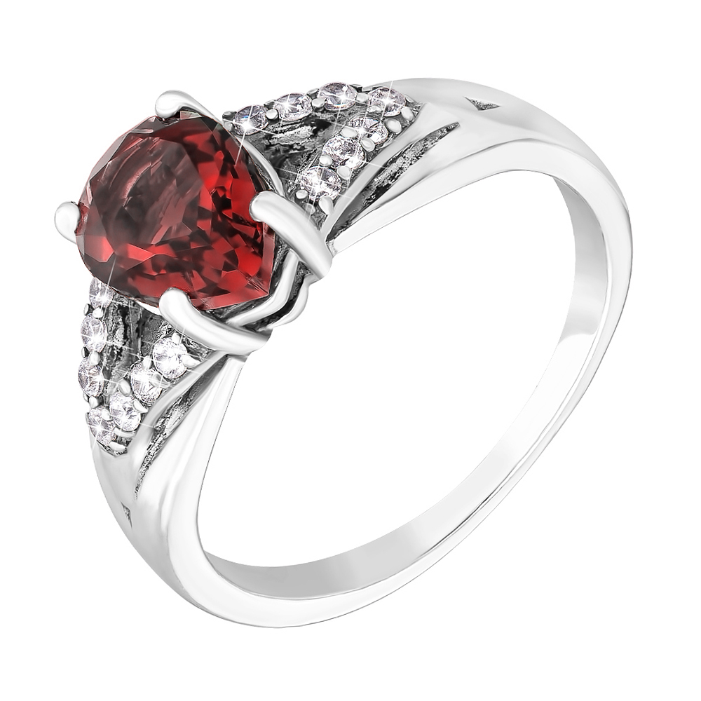 

Серебряное кольцо с гранатом и фианитами 000135690 16 размера