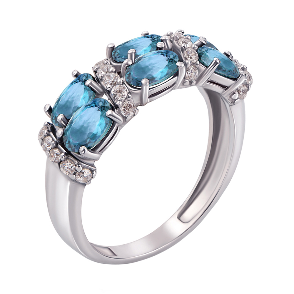 

Серебряное кольцо с топазами и фианитами 000013484 18 размера