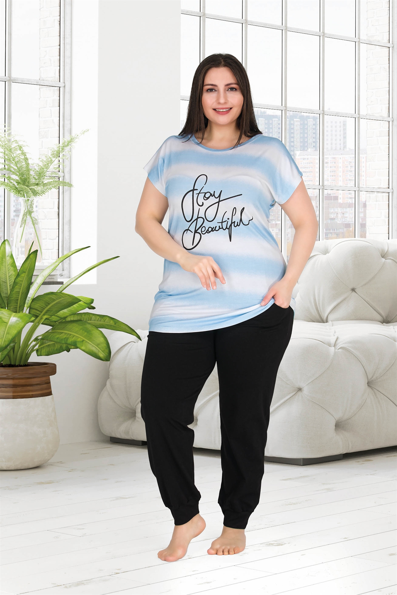 

Жіноча піжама великий розмір Lady 10786 2XL Мультицветной