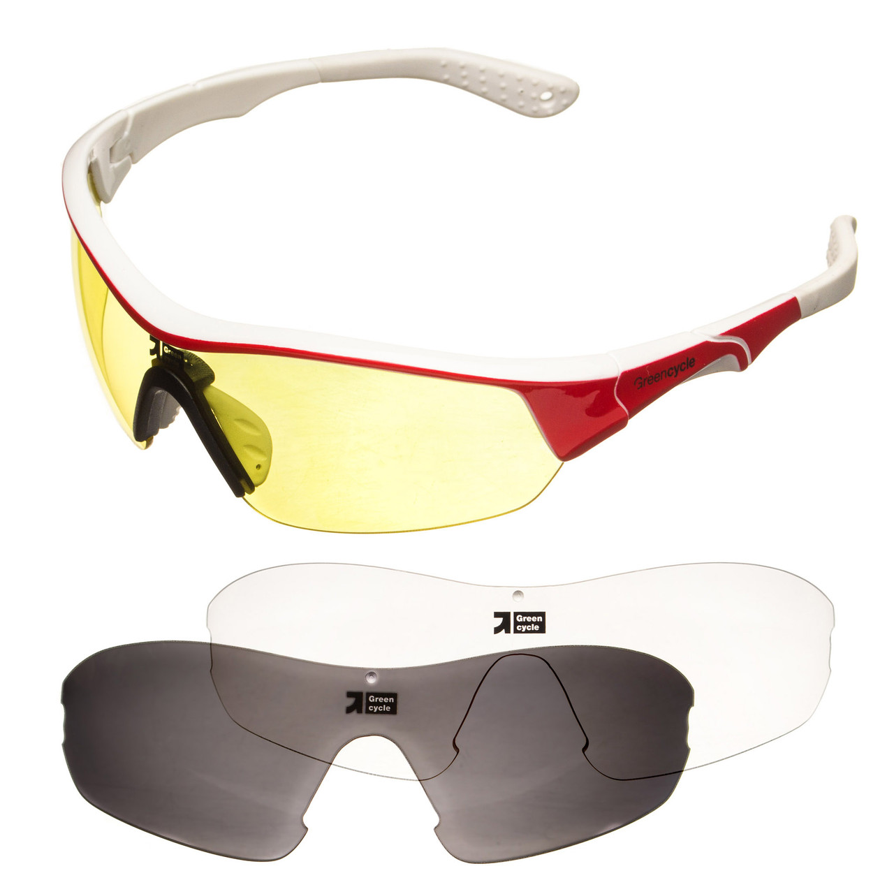 

Окуляри велосипедні Green Cycle GGL-313 3 Lenses White-Red
