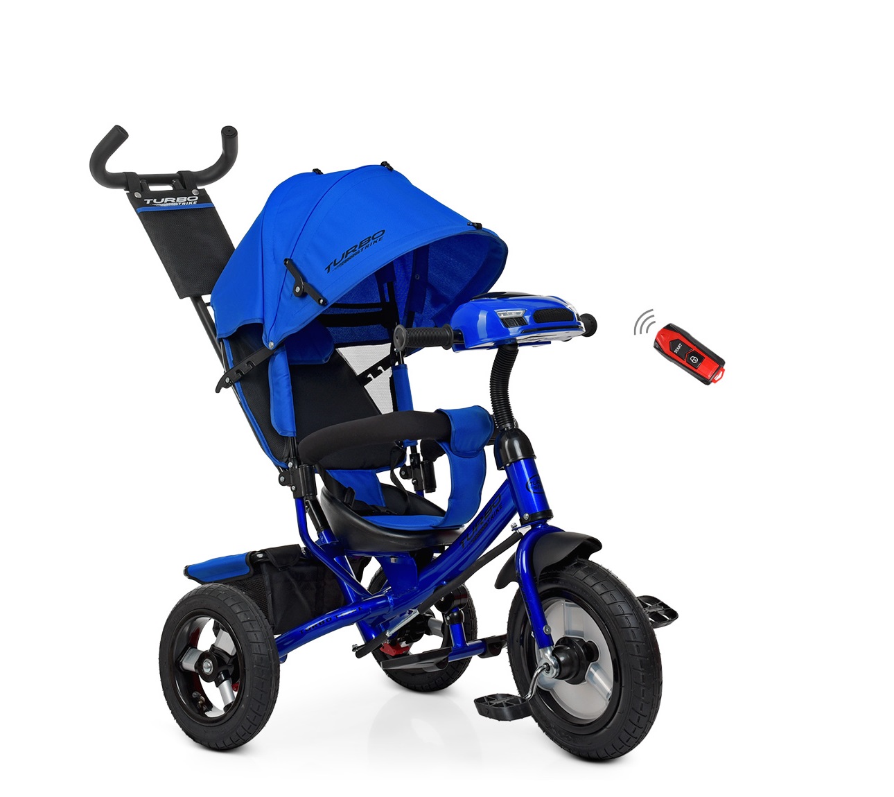 

Велосипед трехколесный надувные колеса TURBO TRIKE M 3115HA-14 с музыка и свет на руле и родительской ручкой