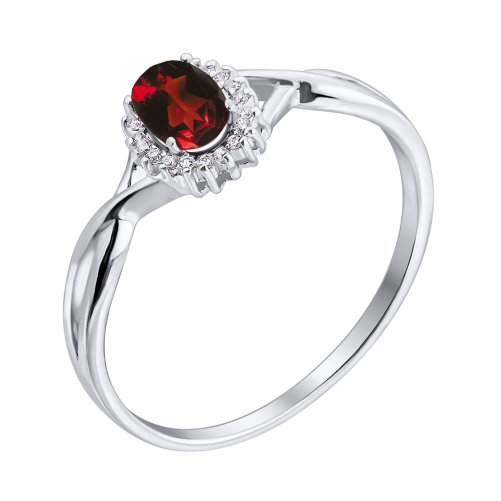 

Серебряное кольцо с гранатом и фианитами 000117870 18 размера