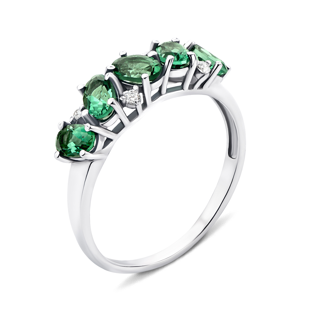 

Серебряное кольцо с зеленым кварцем и фианитами 000134176 18 размера