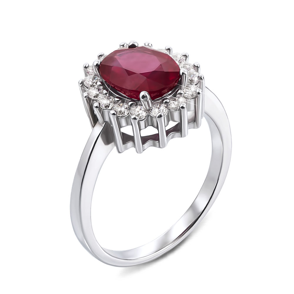 

Серебряное кольцо с рубином и фианитами 000132139 16 размера