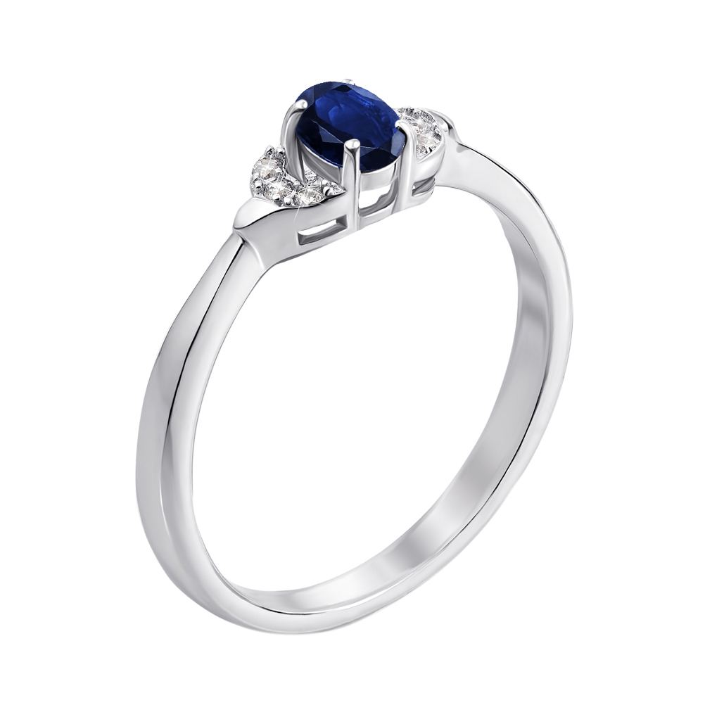 

Серебряное кольцо с сапфиром и фианитами 000136186 17.5 размера