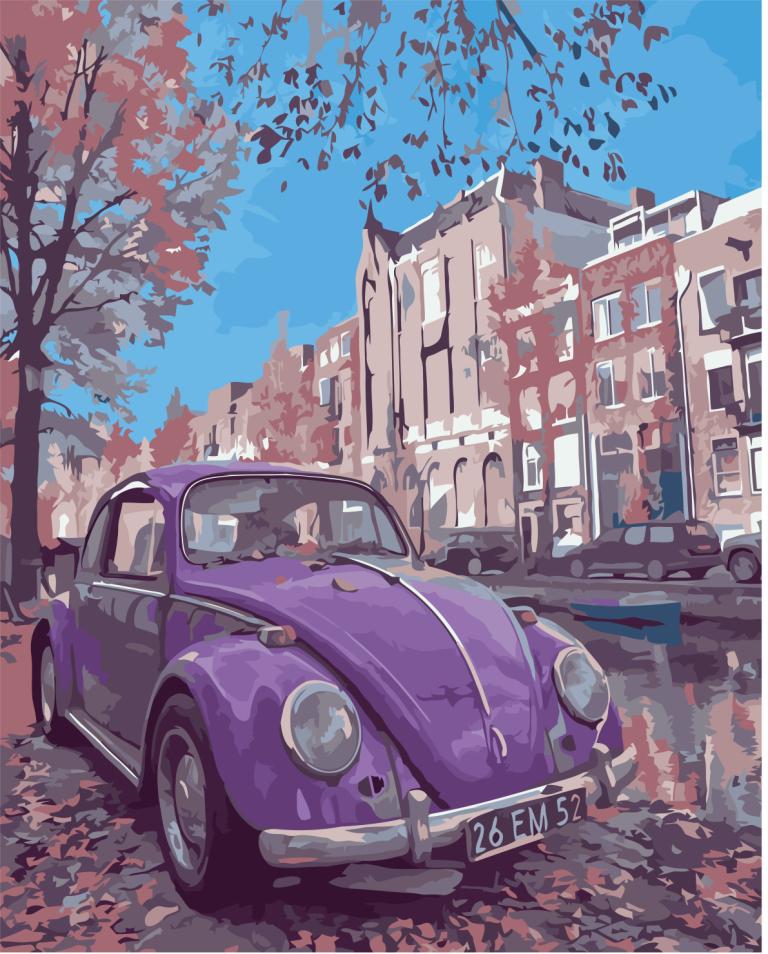 

Картина рисование по номерам Идейка Фиолетовое авто KH2503 40х50 см Сооружения, дома, городской пейзаж набор для росписи краски, кисти, холст