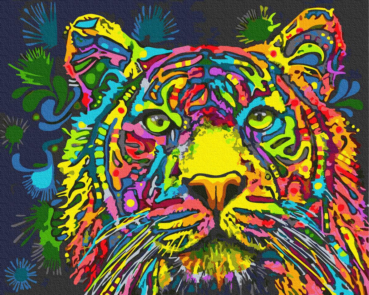 

Картина рисование по номерам Rainbow Art Разноцветный тигр BRM34578 40х50 см Животные суши, обитатели моря набор для росписи краски, кисти, холст