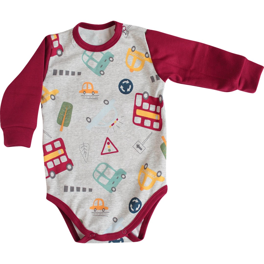 

Боді на довгий рукав, інтерлок 80 см. малюнок BD11-CarsVyshnevy-26 Ladan