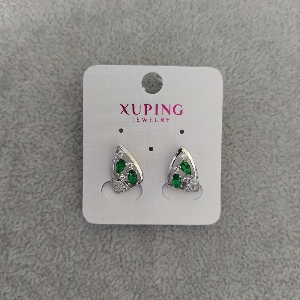 

Серьги Xuping с зелеными камнями 10х16мм Родий, ida29481