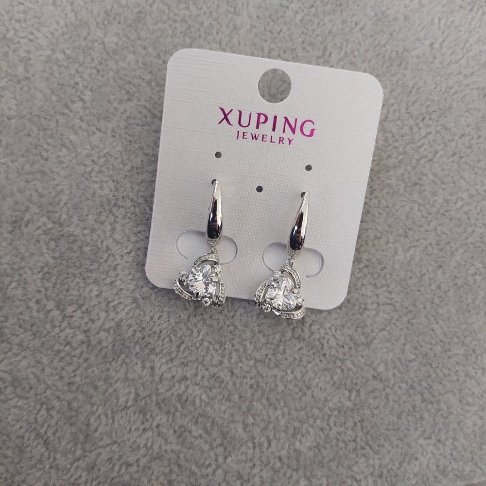 

Серьги Xuping с белыми камнями 12х29мм Родий, ida36301