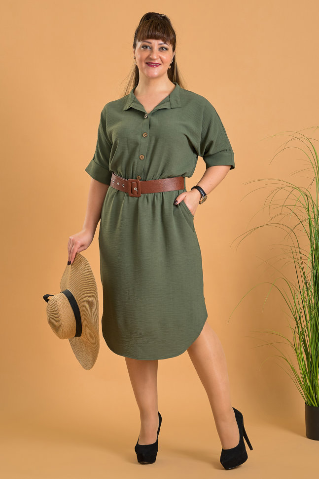 

Платье Alenka Plus 14316-4 хаки, Платье Alenka Plus 14316-4 хаки, 52