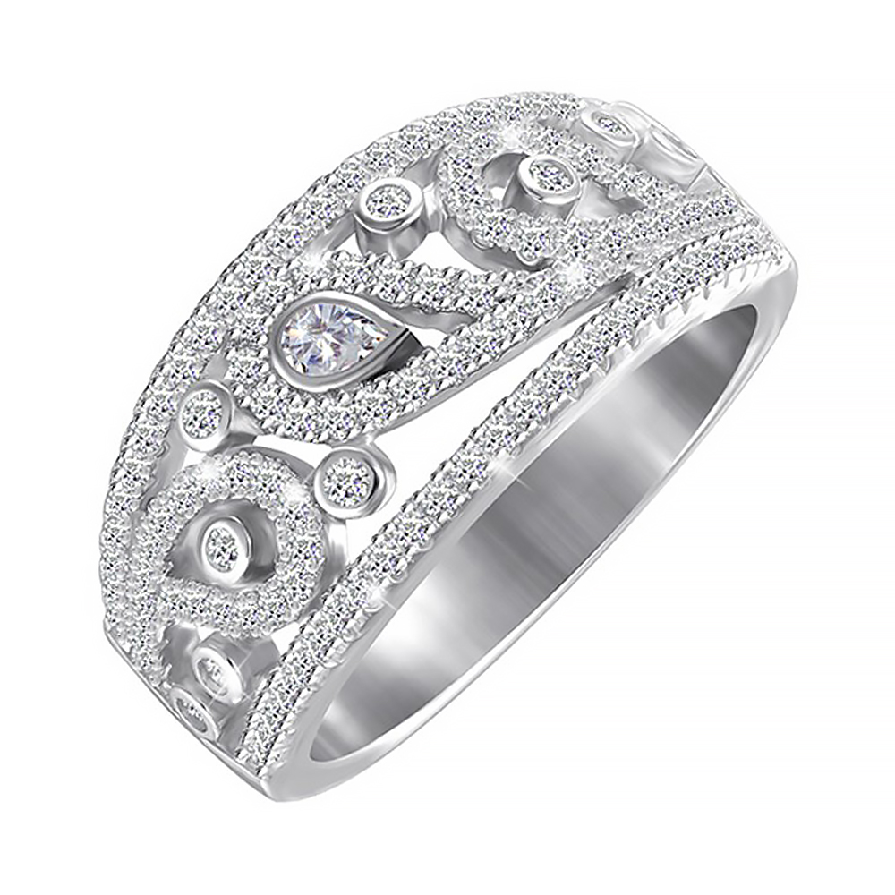 

Серебряное кольцо с фианитами 000052249 17.5 размера